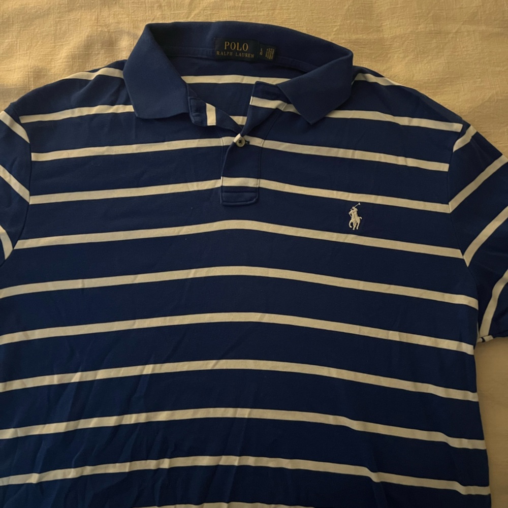 Polo by Ralph Lauren Men's Navy and White Striped Polo
